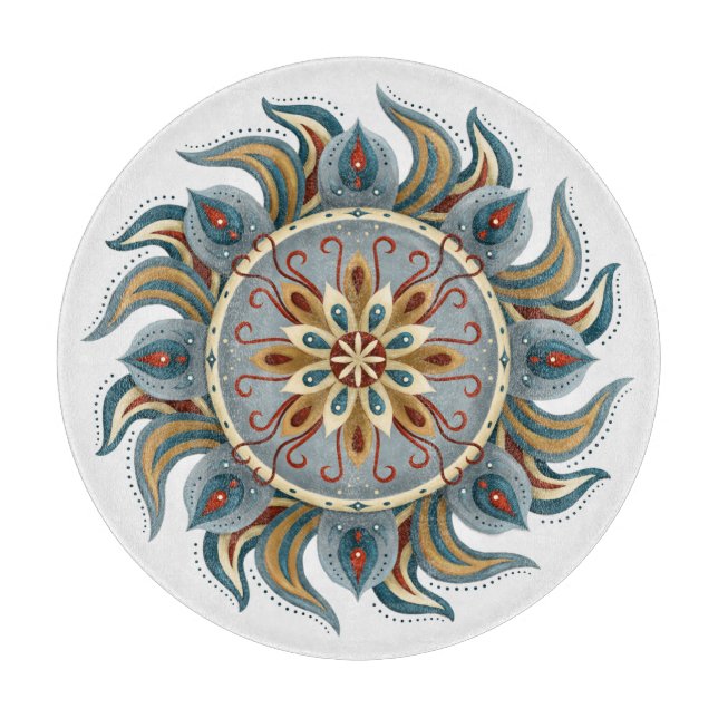 Painterly Mandala Schneidebrett (Vorderseite)