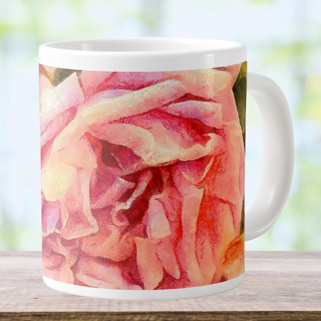 Painterly Pink Roses Jumbo-Tasse (Von Creator hochgeladen)