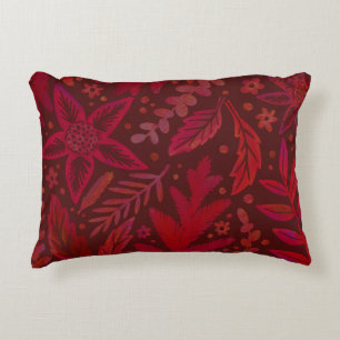 Painterly Red Botanic Leaf Muster Dekokissen