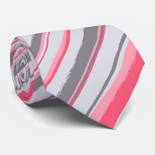 Painterly Striped Lmon Zweiseitige Hochzeit Krawatte (Gerollt)