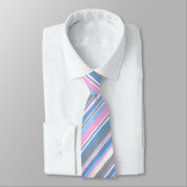 Painterly Striped Pink & Blau zweiseitige Hochzeit Krawatte