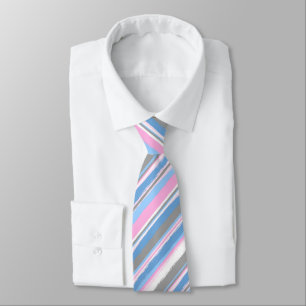 Painterly Striped Pink & Blau zweiseitige Hochzeit Krawatte