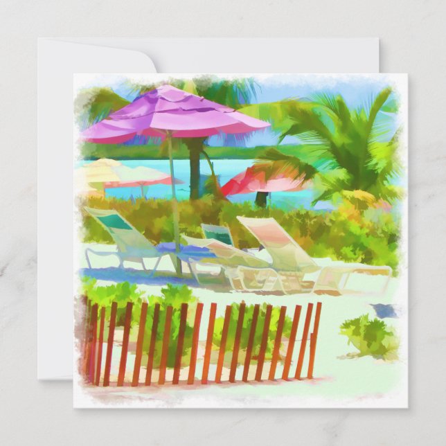 Painterly Tropical Bahama Islands Beach Pattern Karte (Vorderseite)