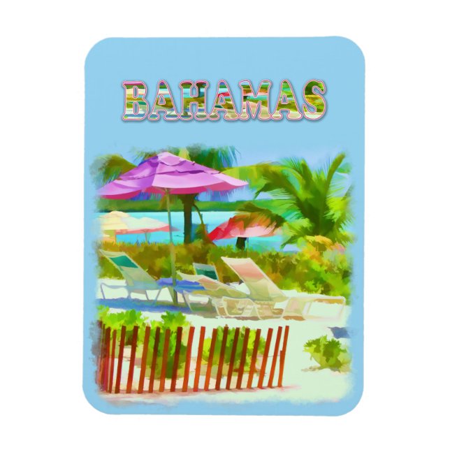Painterly Tropical Bahama Islands Beach Scene Magnet (Vertikal)
