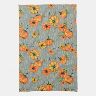 Painterly Watercolor Fall Pumpkins Orange/Griechen Geschirrtuch