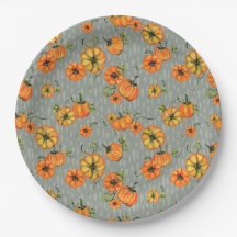 Painterly Watercolor Fall Pumpkins Orange/Griechen