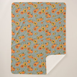 Painterly Watercolor Fall Pumpkins Orange/Griechen Sherpadecke
