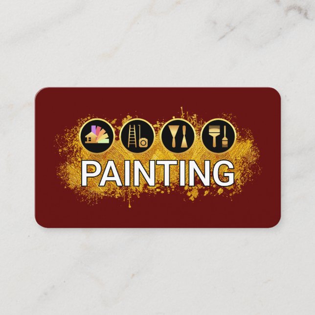 Painter's Tool Gold Paint Splatter Visitenkarte (Vorderseite)