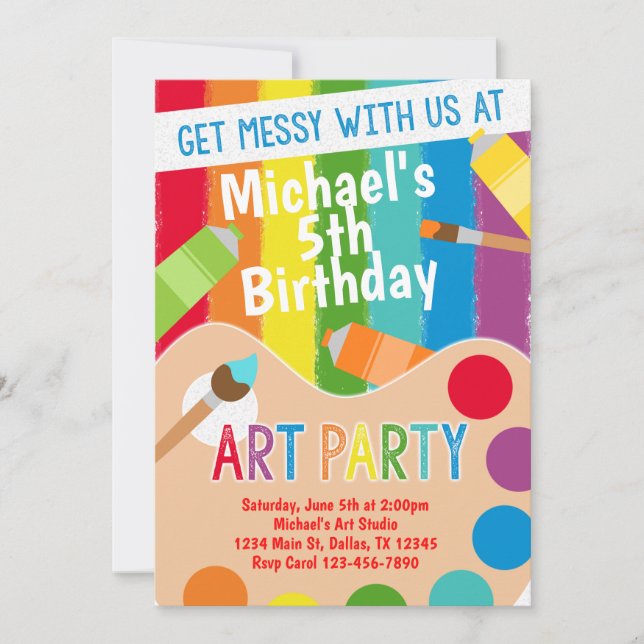 Painting Art Party Anniversaire Invitation Invitat (Devant)