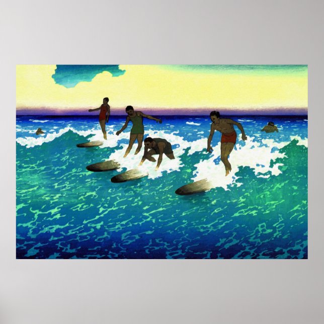 Painting Surf-Fahrer Honolulu Poster (Vorne)