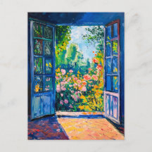 Painting Terrace View of flower garden