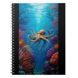 Painting textured with octopus and colored corals notizblock