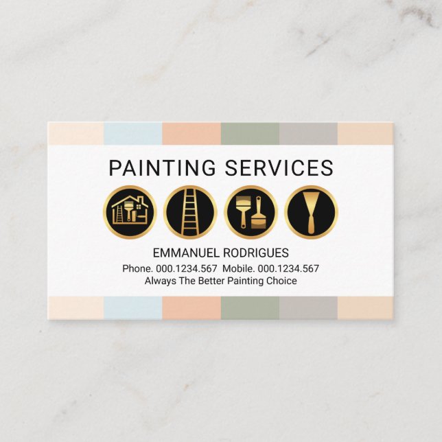 Painting Tools On Sweet Pastel Stripes Visitenkarte (Vorderseite)