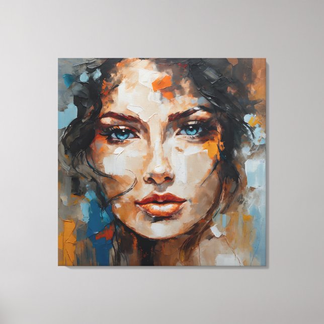Painting woman's face print on canvas leinwanddruck (Vorderseite)