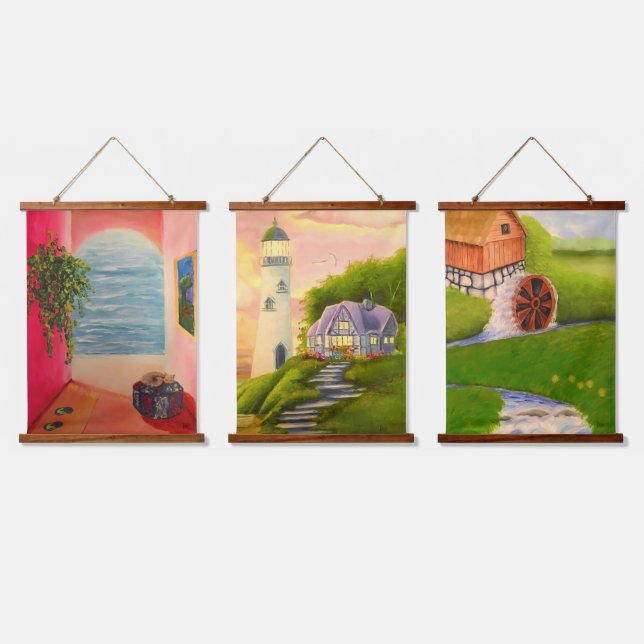 Paintings by KRS Wandteppich Mit Holzrahmen (Dreifach)