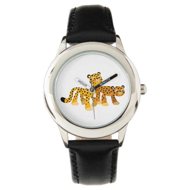 Pair des Niedlichen Cartoon Cheetahs Watch Armbanduhr (Vorderseite)