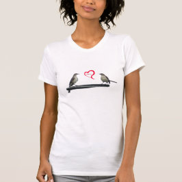 Pair Mockingbirds mit Herz und signieren Sie Liebe T-Shirt
