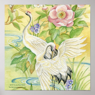 Pair of Cranes Print Poster
