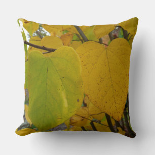 Pair of Fall Redbud Blätter Herbstfotografie Kissen
