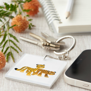 Pair of Niedlich Cartoon Cheetahs Acrylic Schlüsse Schlüsselanhänger