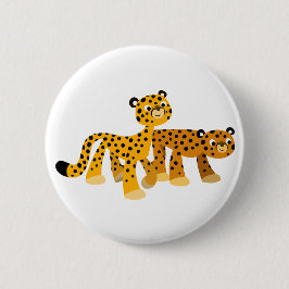 Pair of Niedlich Cartoon Cheetahs Button Abzeichen