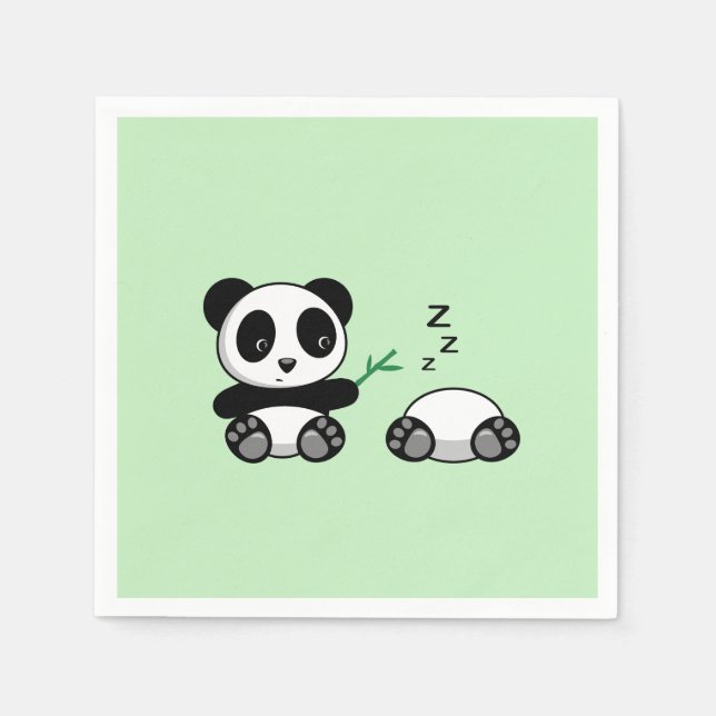 Pair of Niedlich Little Pandas on Green Serviette (Vorderseite)