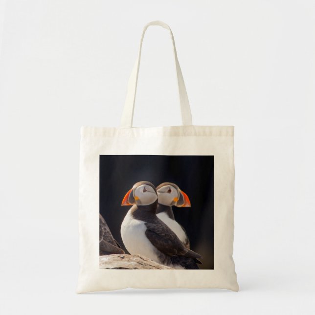 Pair of Puffins Foto Tragetasche (Vorne)