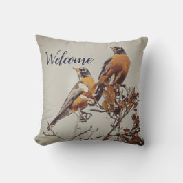 "Pair of Robins" Herzklopfen Kissen