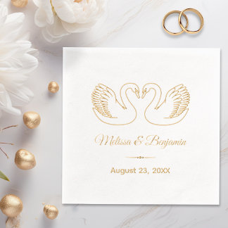 Pair of Swans Save the Date Wedding Anniversary V5 Servietten Mit Folie