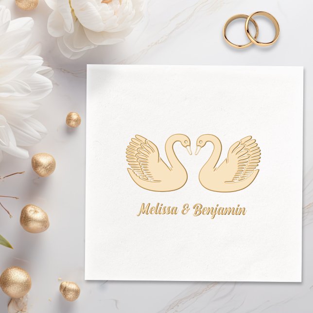 Pair of Swans Wedding Anniversary V4 Servietten Mit Folie (Von Creator hochgeladen)