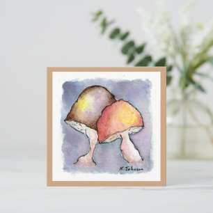 Paire de champignons Carte de voeux aquarelle