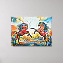 Paire de chevaux dans une impression sur toile de 