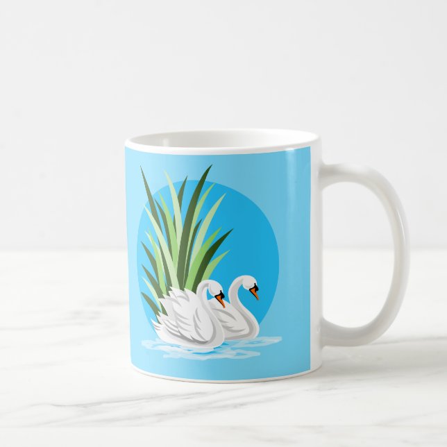 Paire de cygne blanc Coffee Mugs cadeaux (Droite)