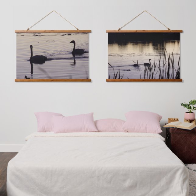 Paire de cygne trompette à Tapisseries coupées en  (Chambre à coucher)