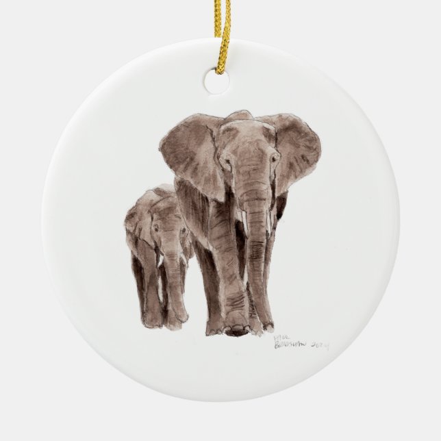paire de décorations d'arbre éléphants (Devant)