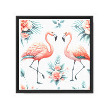 Paire de flamants tropicaux - Impression sur toile