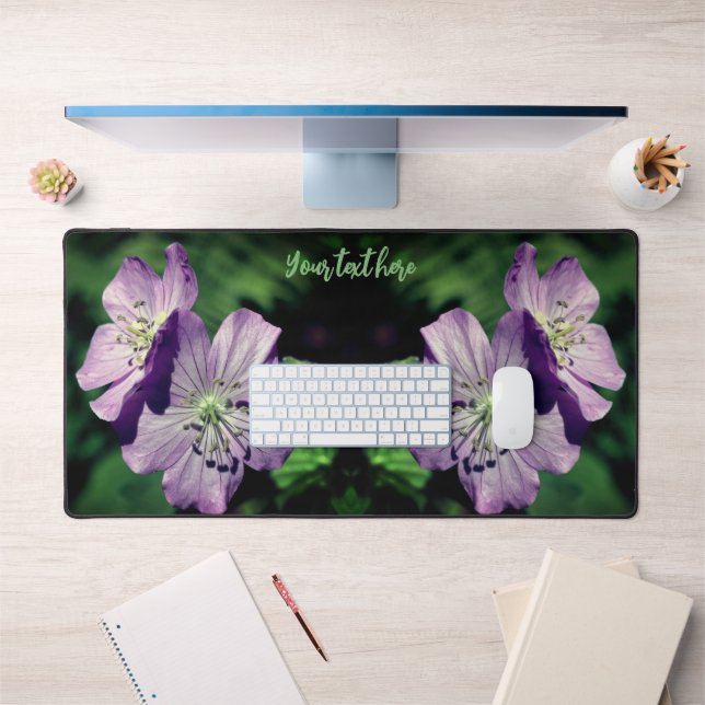 Paire de fleurs de géranium violet personnalisée (Bureau 1)