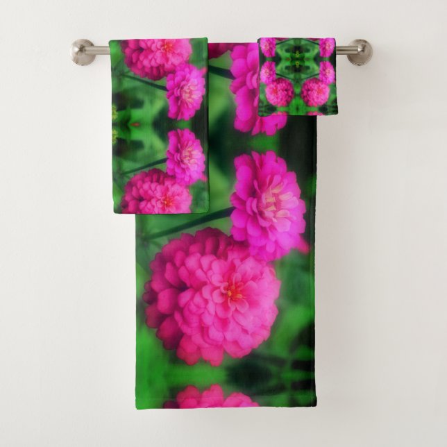 Paire de fleurs rose Zinnia Gros plan Motif Abstra (En situation)