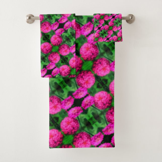 Paire de fleurs rose Zinnia Gros plan Motif Abstra (En situation)