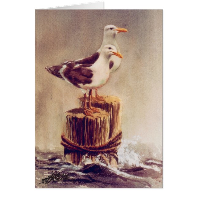 PAIRE DE SEAGULLES SUR PILINES DE SHARON SHARPE (Devant)