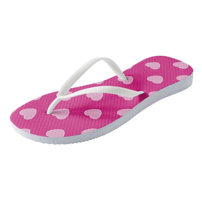 Paire de tongs coeurs roses (Incliné)