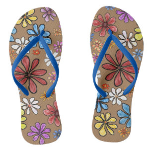 Paire de tongs fleurs colorées