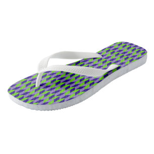 Paire de tongs géométriques violettes et vertes