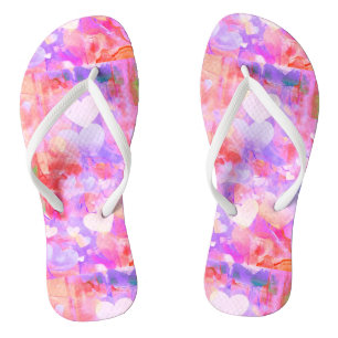 Paire de tongs rose vif de coeur