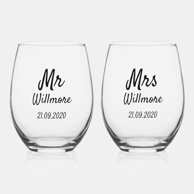 Paire de verres à vin - Mr & Mrs Willmore Design (Recto)