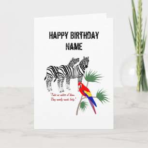 Paire de zèbres sur cartes d'anniversaire, personn
