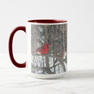 Paire Des Cardinaux Rouges Mug De Noël