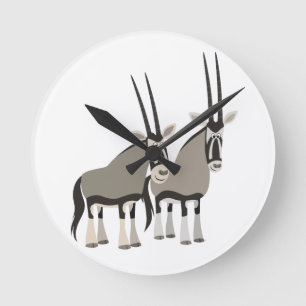 Paire mignonne de caricature Oryxes Horloge murale