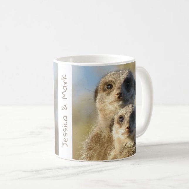 Paire personnalisée de Meerkats Mug de café (Devant droit)