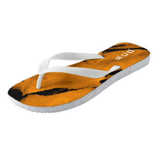Paire personnalisée de tongs brossé orange noir